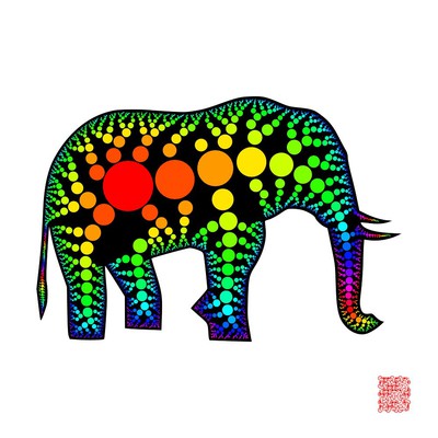 rainbow elephant   julien leonard dots art