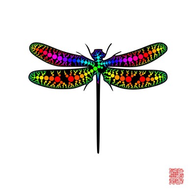 rainbow metallic dragonfly   julien leonard dots art