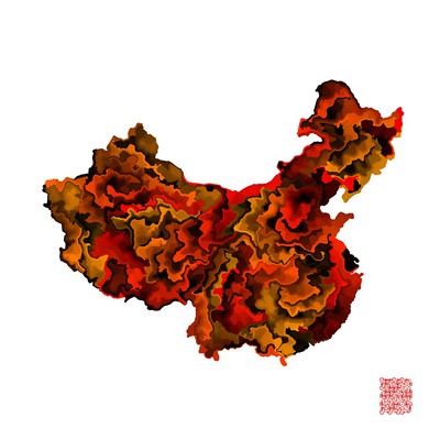 synthetic geography, china   julien leonard dots art